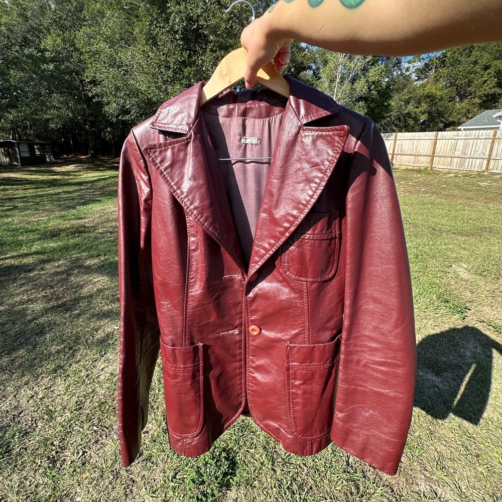 Vintage Genuine Leather Jacket, burgundy